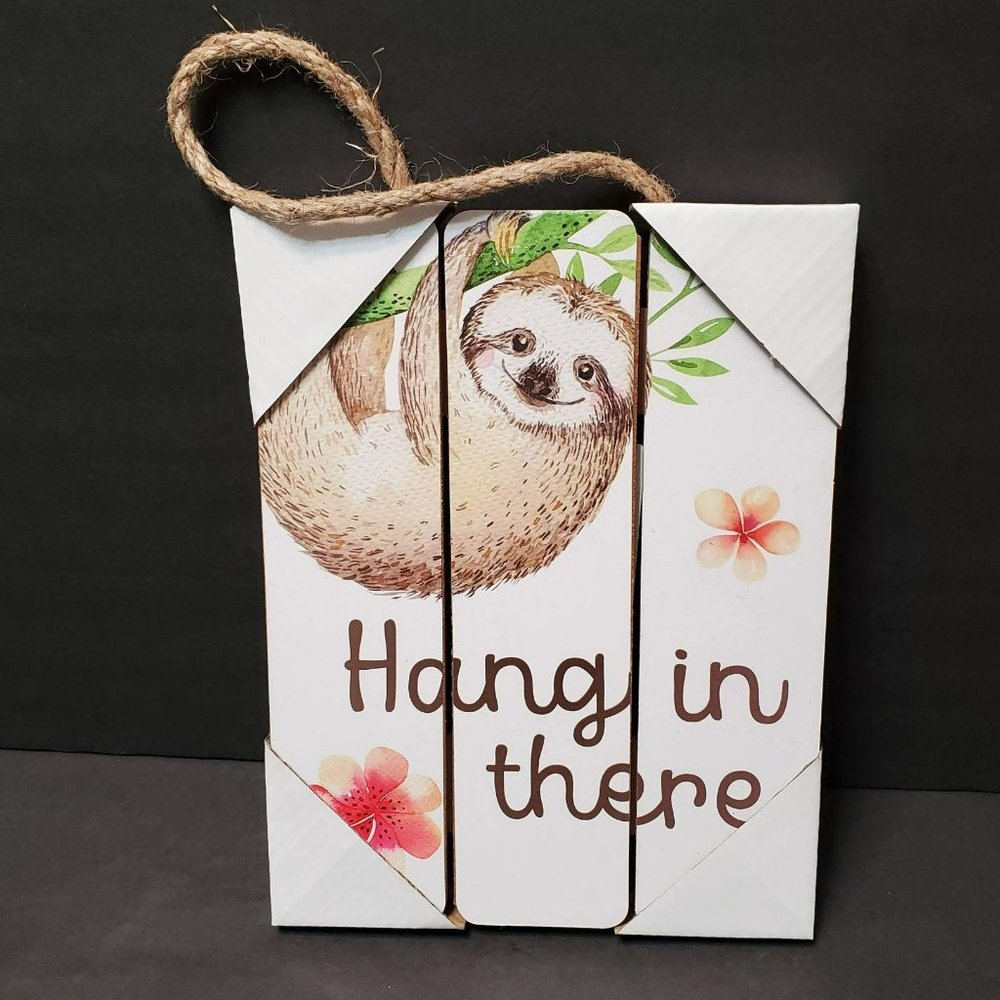 Sloth Wall Hanging "Hang in There", Wood Sign, Animal Wall Art, Sloth Collector